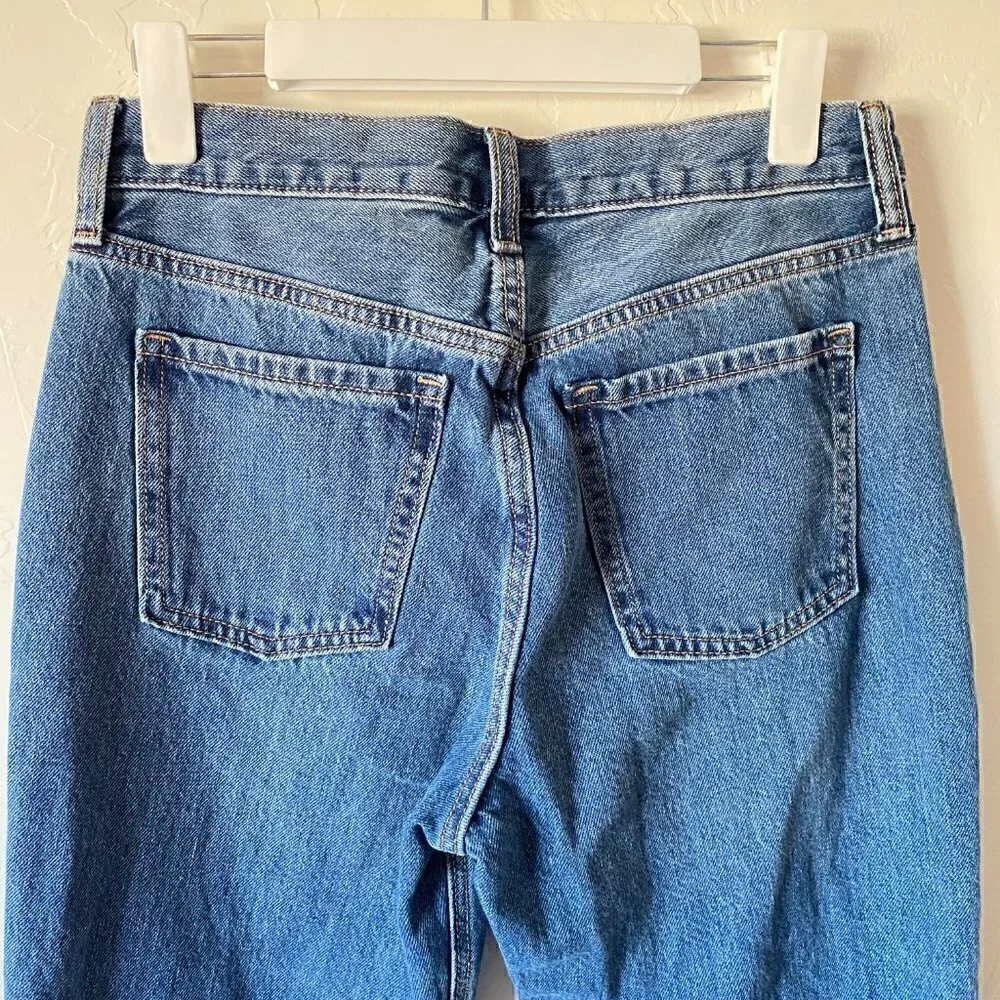 Old Navy High Rise Slouchy Straight Jeans Distressed Medium Wash